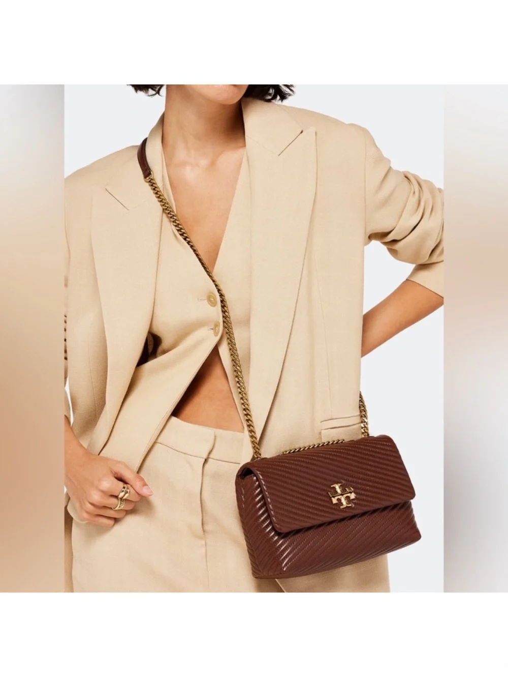 Tory Burch Kira Moto Quilt Convertible Shoulder/Crossbody Bag